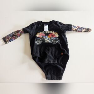 Harley-Davidson Black Bodysuit with Colorful Sleeves 3-6 Months